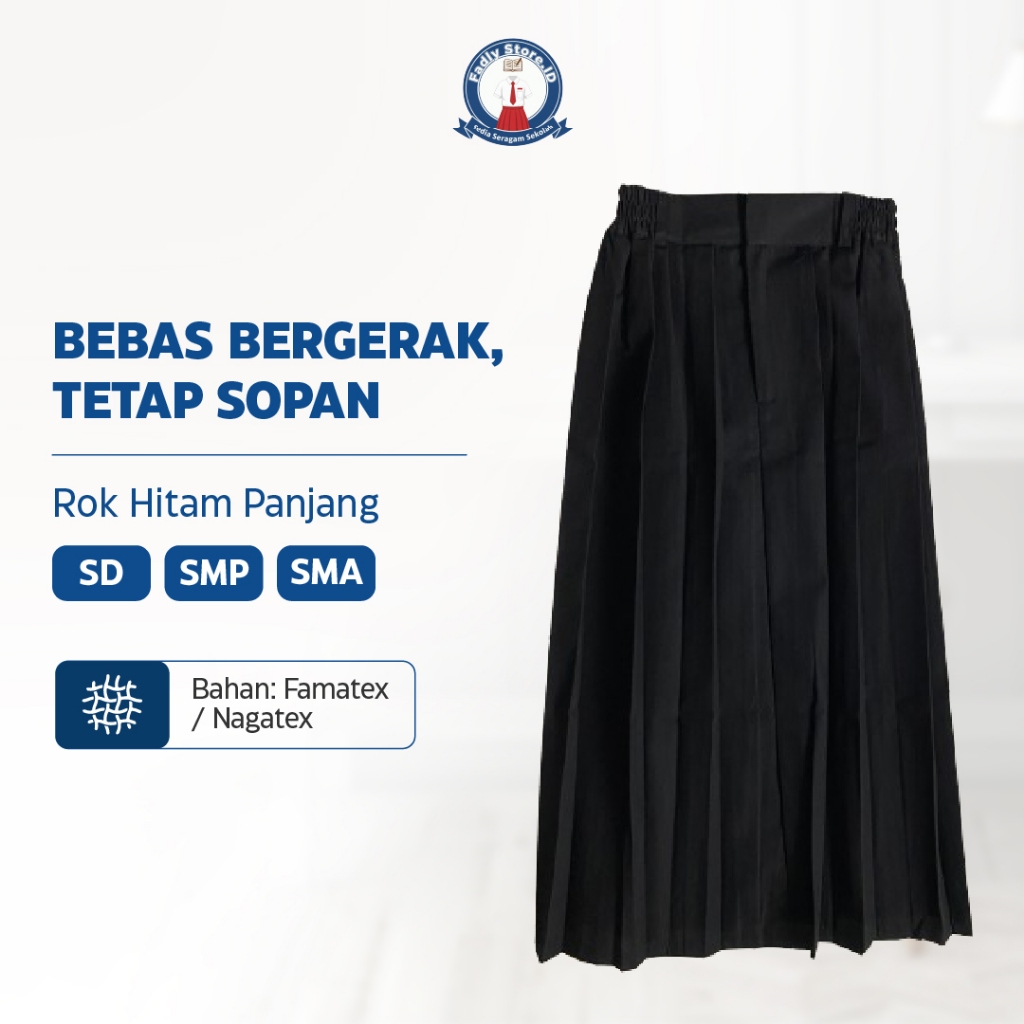 Rok Sekolah Hitam Panjang SD SMP SMA Famatex Nagatex Pinggang Karet Rempel