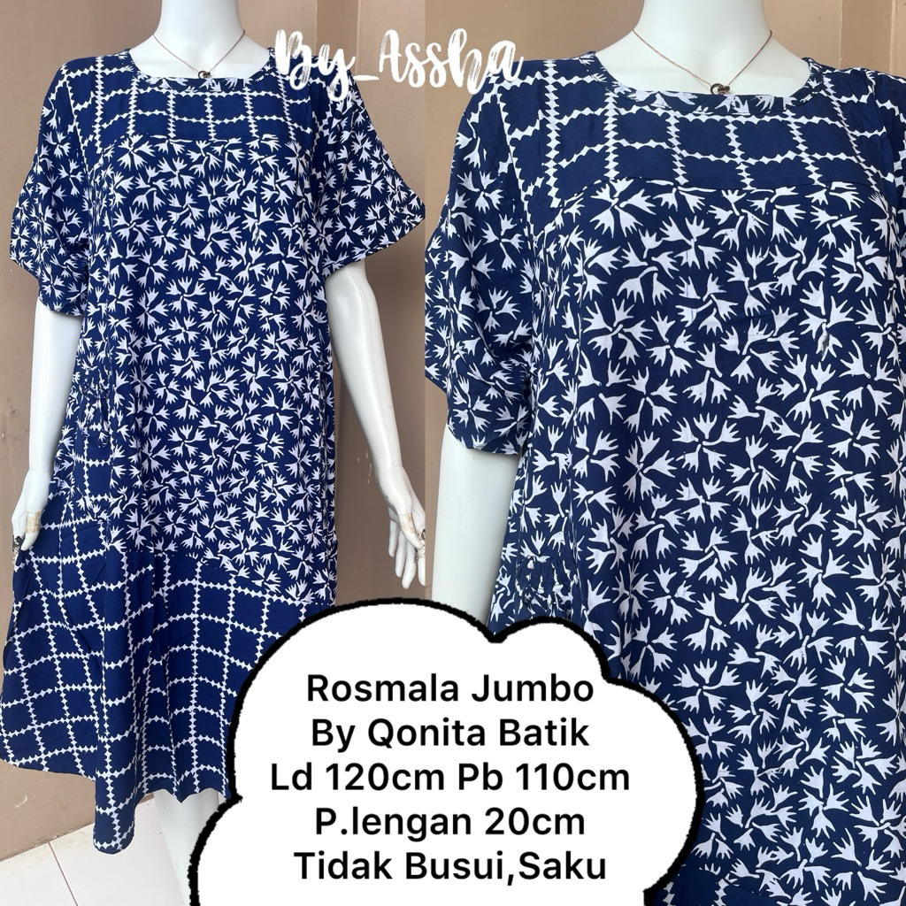 Qonita Daster Batik Pekalongan Rosmala Jumbo Saku