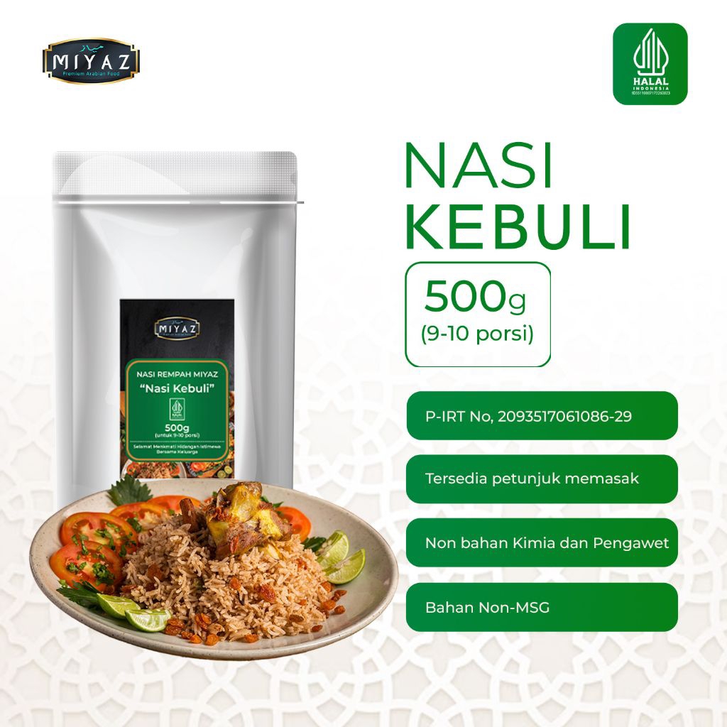 MIYAZ NASI ARAB INSTAN 500GR KEBULI BRIYANI MANDHI BUKHARI KABSA BERAS BASMATI BUMBU INSTAN BERAS AR