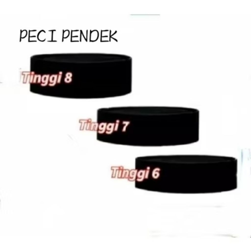 Peci Pendek Hitam Polos Tinggi 6 Cm 7 Cm 8 Cm Songkok Kopiah Anak Laki laki dan Dewasa