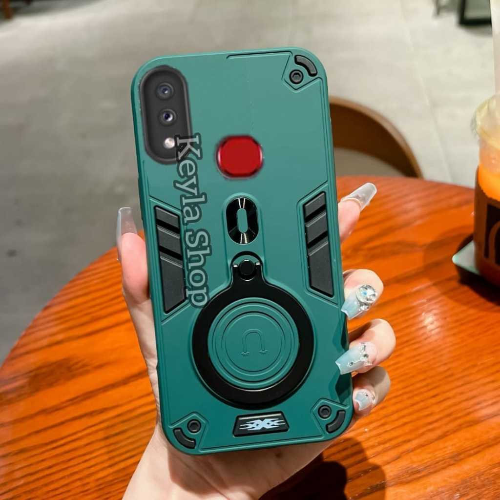 Case For Samsung A10S Hard Case Pro Camera Carbon Fibre 360 Degree Rotasi Ring Casing HP