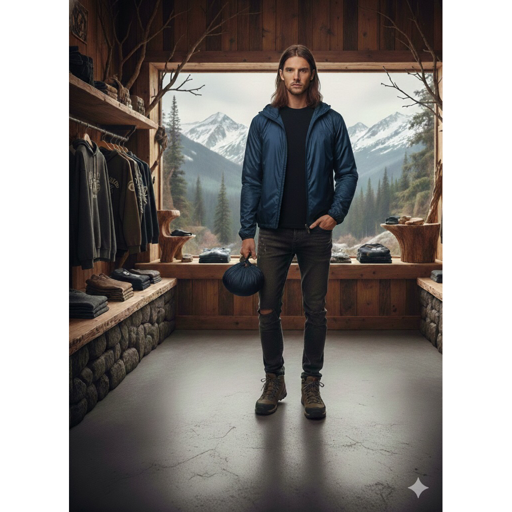 POLHAM WINDBRAKER PACKABLE JACKET HIDDEN HOODIE