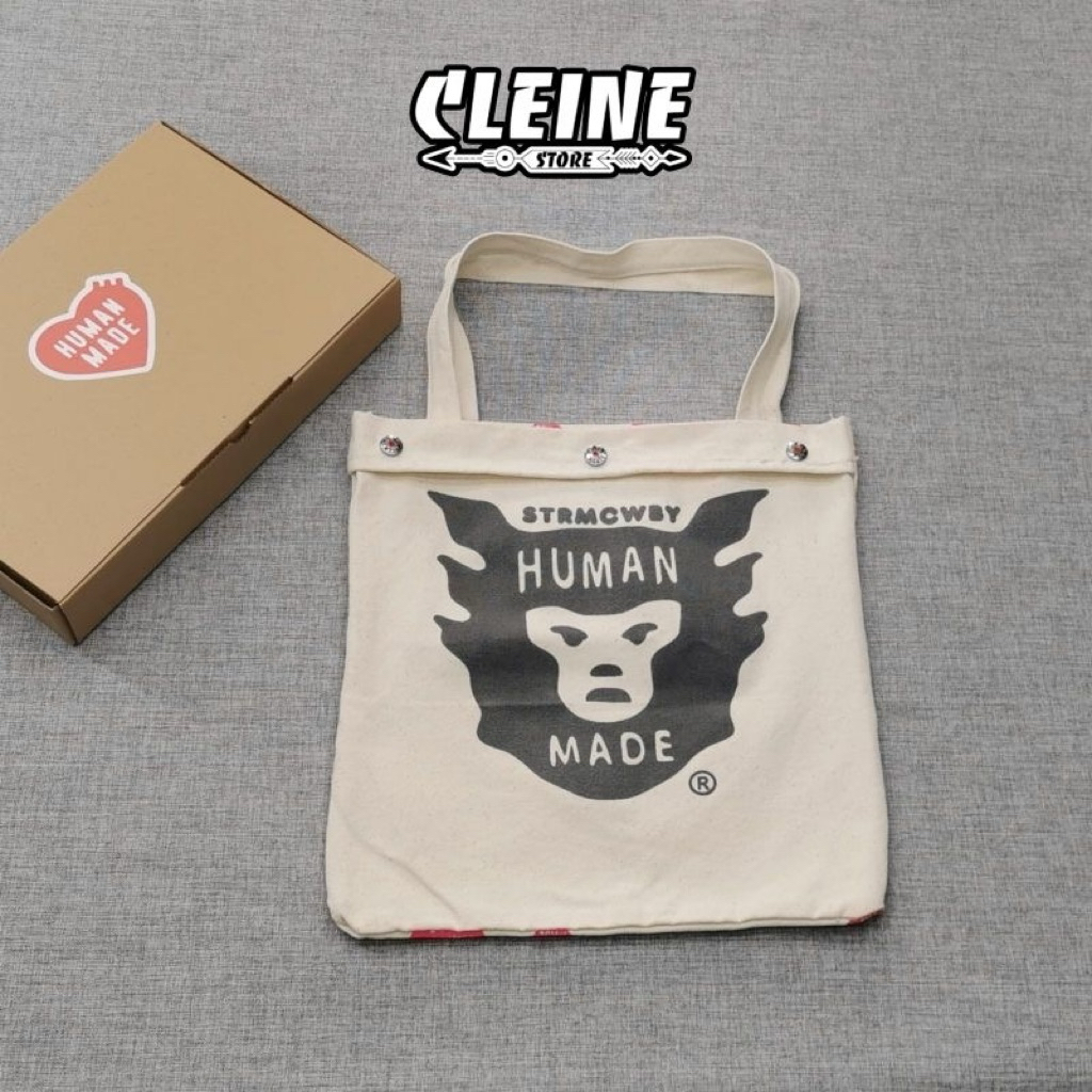 Tas Tote Bag Wanita & Pria Kanvas Tebal Human Made With Box