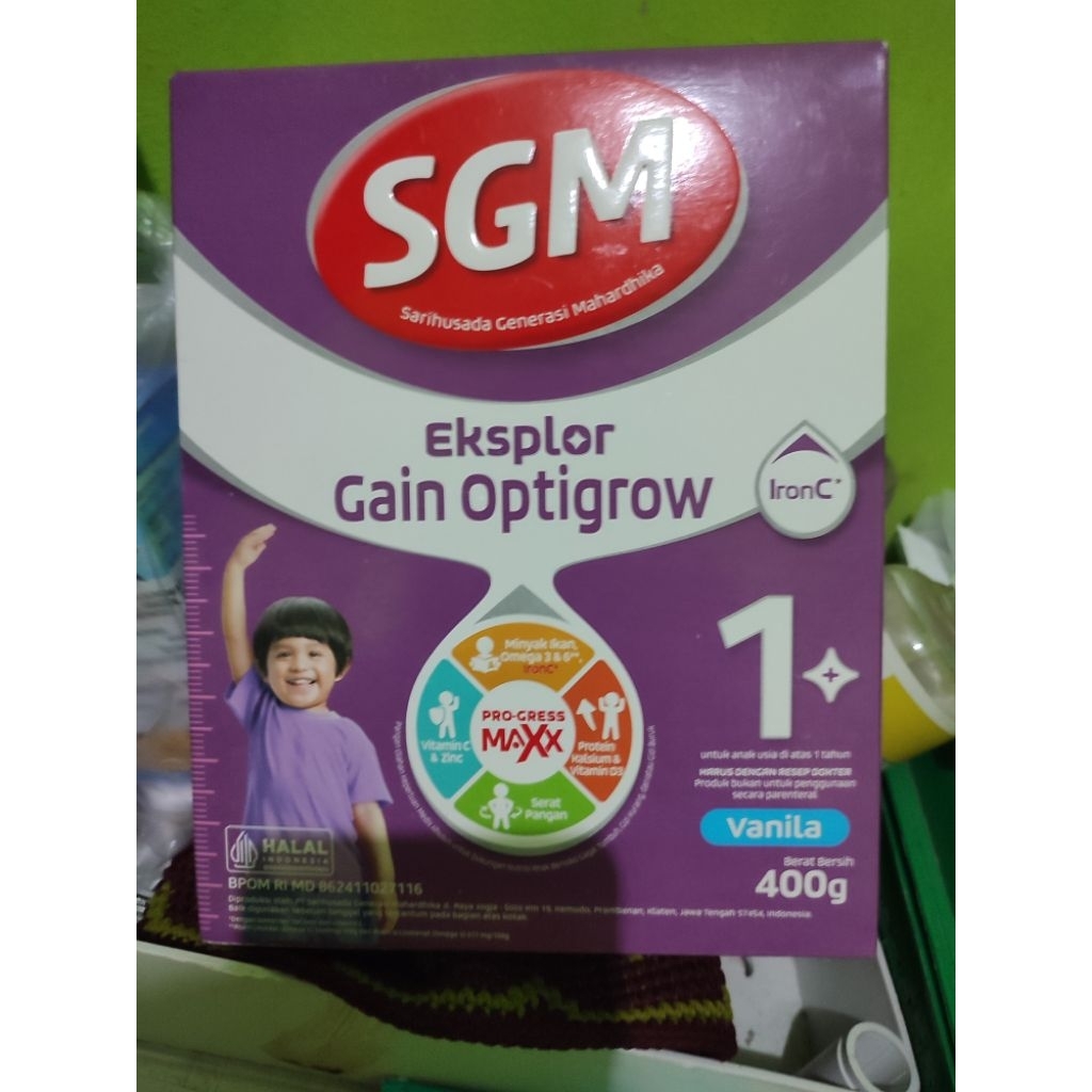 susu formula SGM 400g eksplor gain optigrow susu SGM ungu 1+