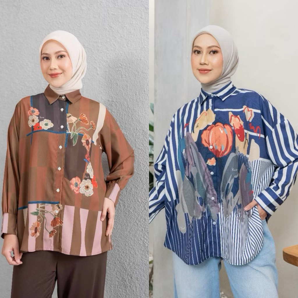 RURIK FATARI PRINT SHIRT - RURIK ATASAN WANITA OVERSIZED PRINTING RAFIDA SHIRT