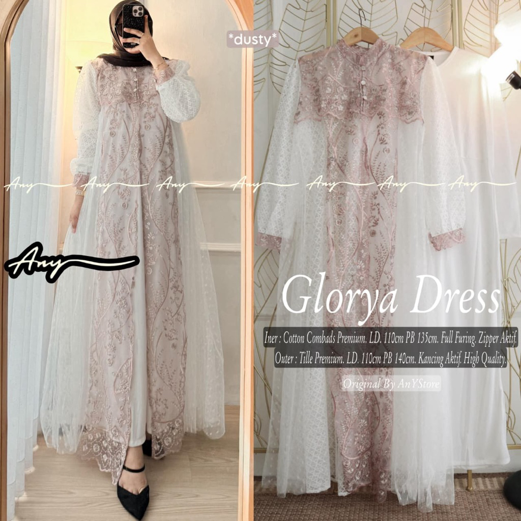 GLORYA DRESS ORIGINAL BY ANY STORE gamis baju lebaran hari raya best seller trending viral POLKI MAX