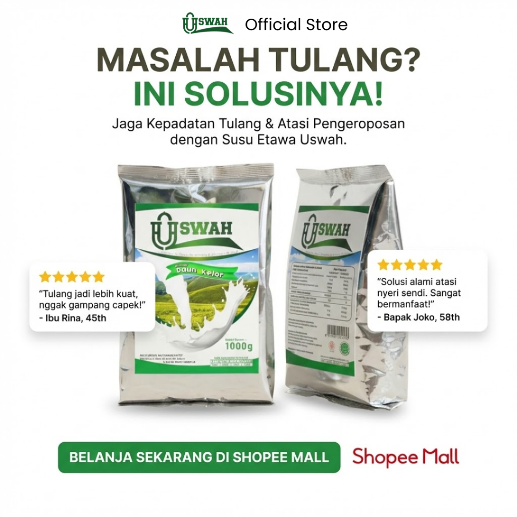 Uswah - Susu Kambing Etawa Bubuk Full Cream Kiloan Plus Daun Kelor 1000g/1kg