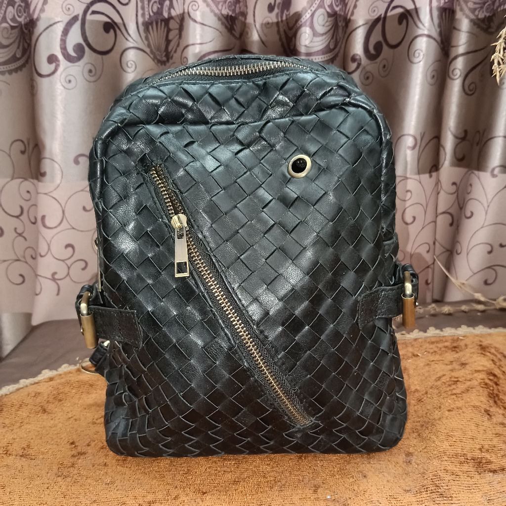 Tas pria, tas cowok WB Kulit anyam Sling Bag.