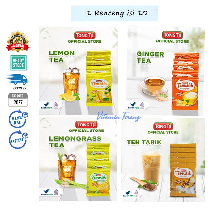 (Renceng isi 10) Tong Tji Tematik Teh Renceng Lemon / Lemongrass / Ginger Teh Sereh Teh Lemon Teh Ja