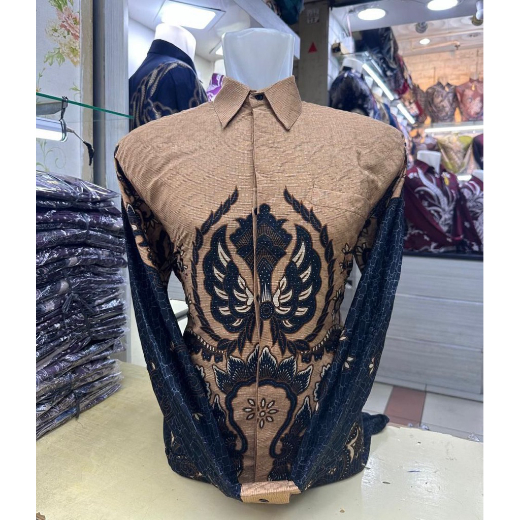 kemeja Batik Pria Lengan Panjang Bahan Doby Premium Motif Terbaru Doby Super