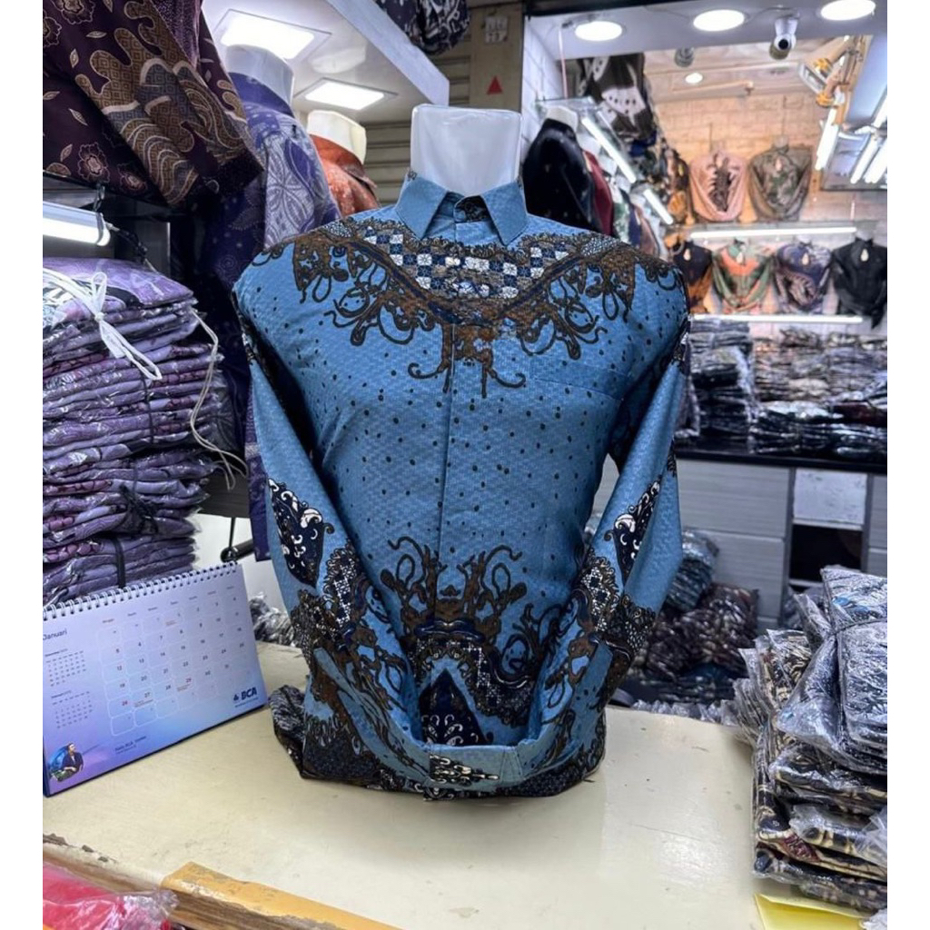 kemeja Batik Pria Lengan Panjang Bahan Doby Premium Motif Terbaru Doby Super