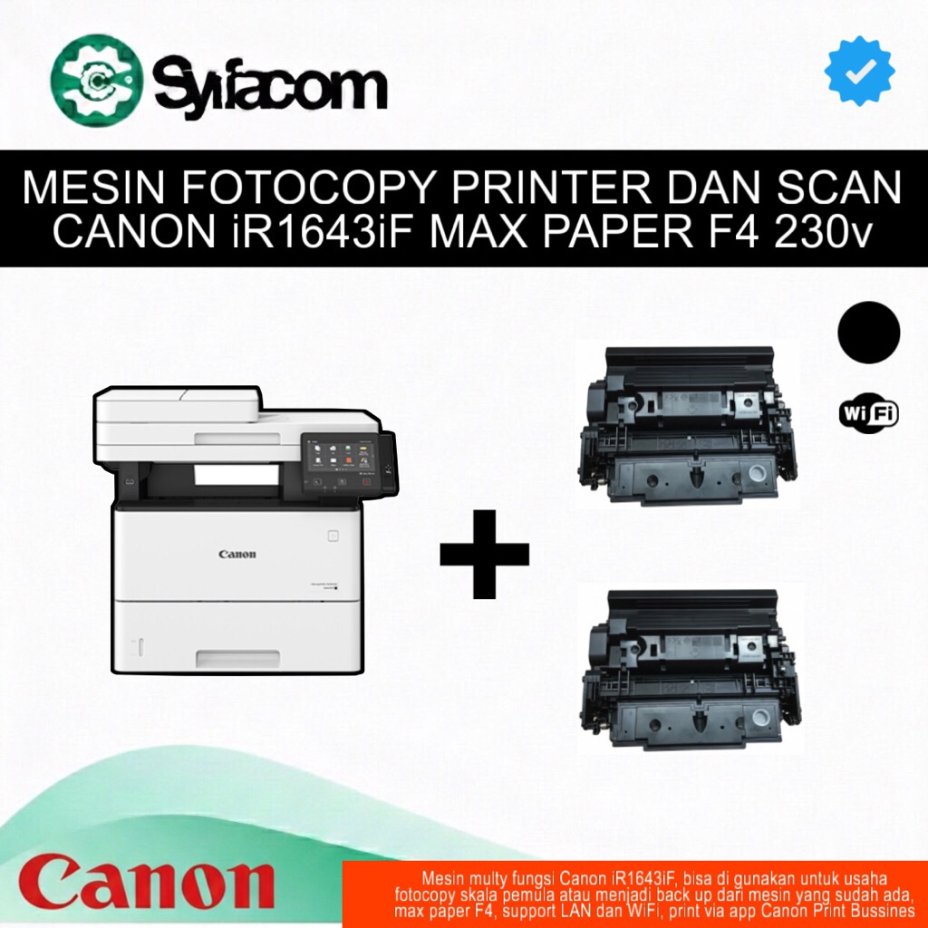 Mesin Fotocopy Printer dan Scan F4 Canon iR1643iF Kondisi 2nd Gen 1 Siap kerja keras Free Paking kay