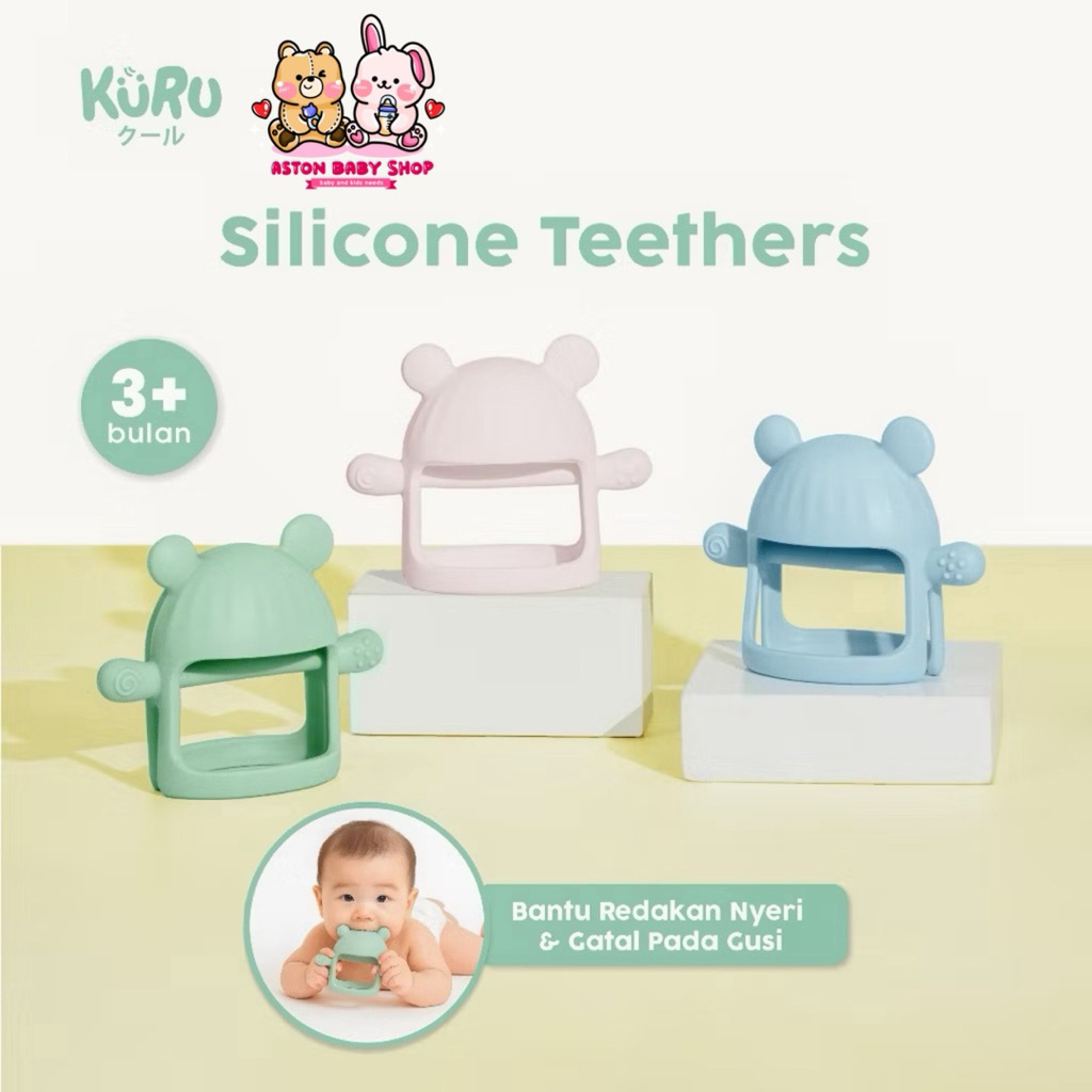 Kuru ST4 Silicone Teether with Case - Gigitan Bayi BPA Free | Teether Bayi Premium 3+ Bulan Food Gra