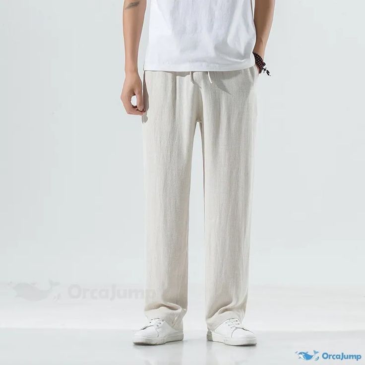 celana loose pant pria linen/celana panjang pria linen rami premium