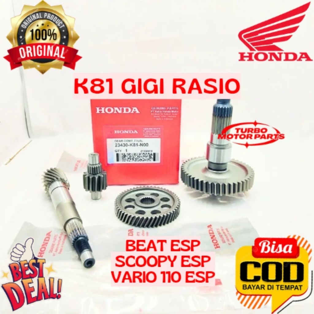 GIGI RASIO ORIGINAL HONDA KODE K81, GIGI BEAT ESP, GIGI RASIO SCOOPY ESP, GIGI RASIO VARIO 110 ESP