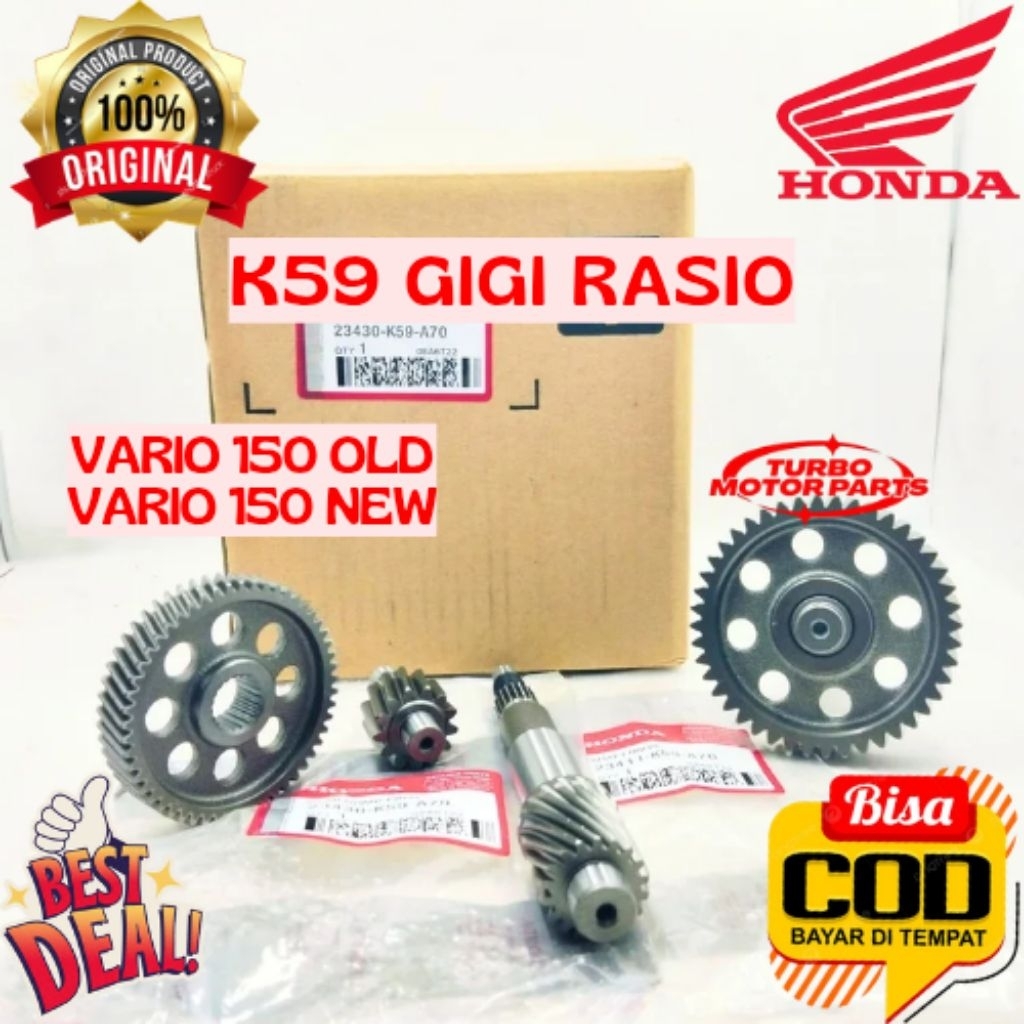 GIGI RASIO ORIGINAL HONDA KODE K59, GIGI RASIO VARIO 150 OLD, GIGI RASIO VARIO 150 NEW