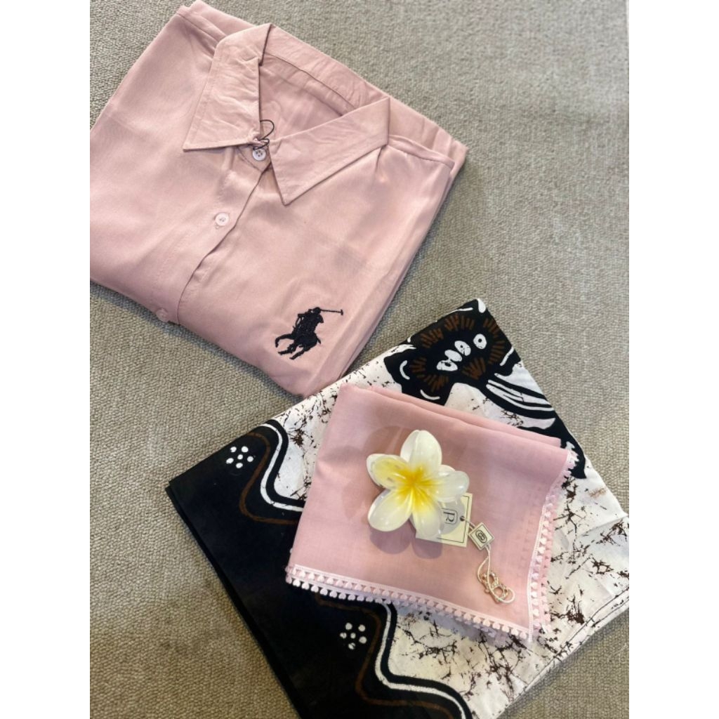 one set sarung katun dan kemeja rayon miu miu