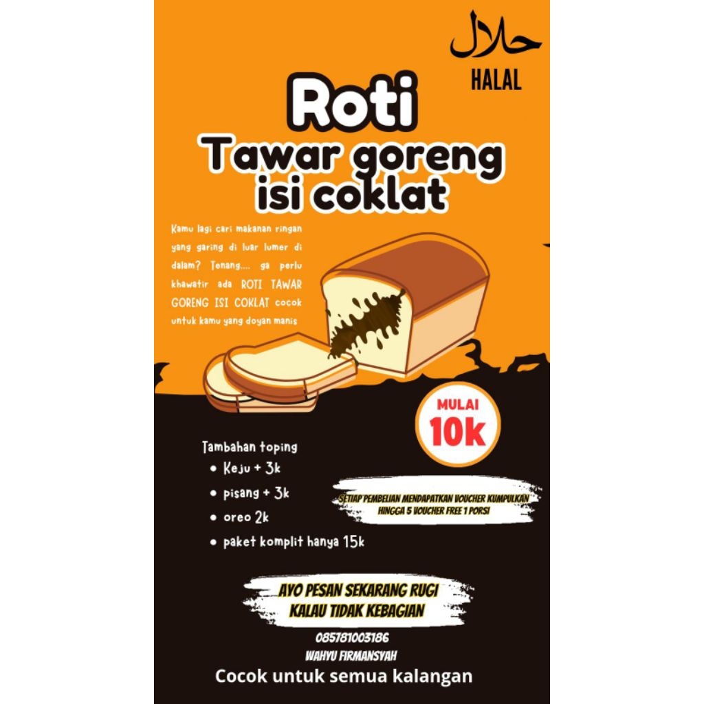 Roti Tawar Goreng Isi Coklat