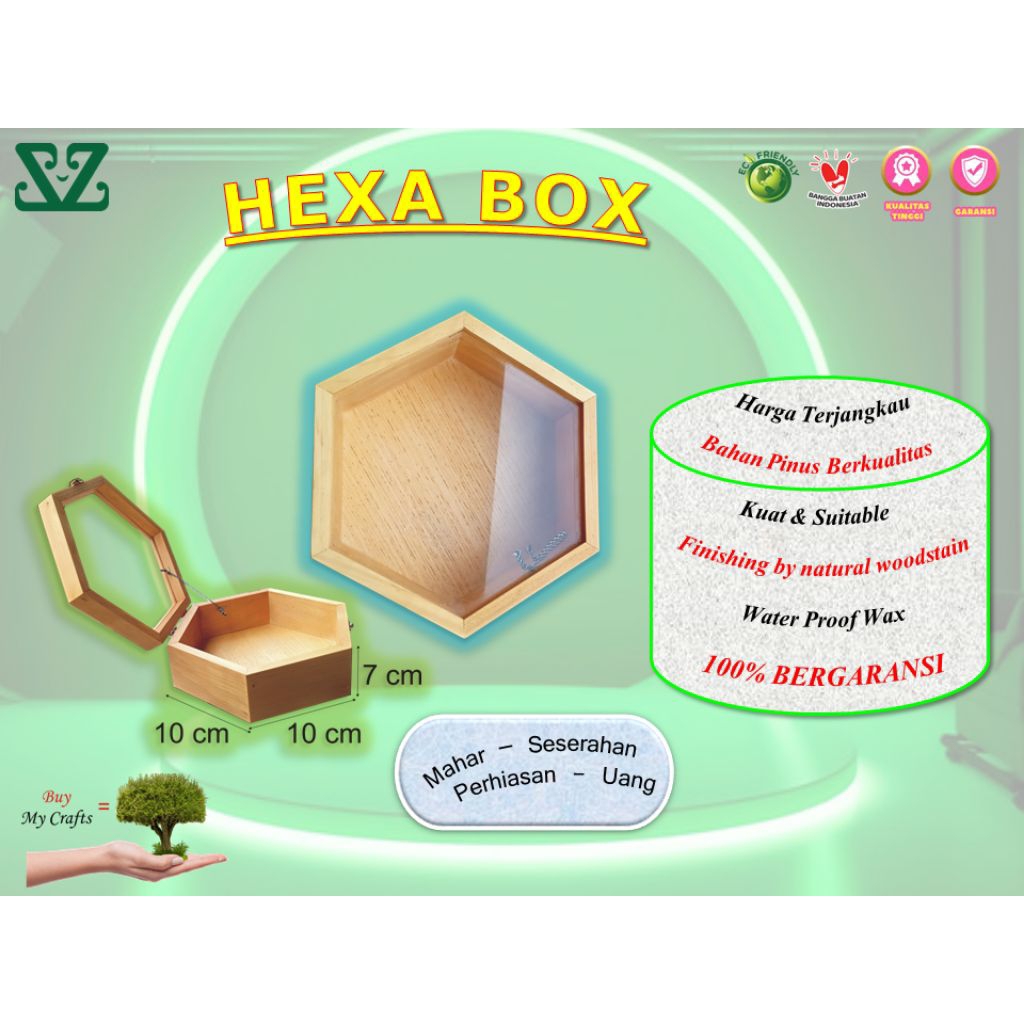 senthong hexagonal box kayu rustik kotak mahar heksagonal kotak seserahan pernikahan minimalis