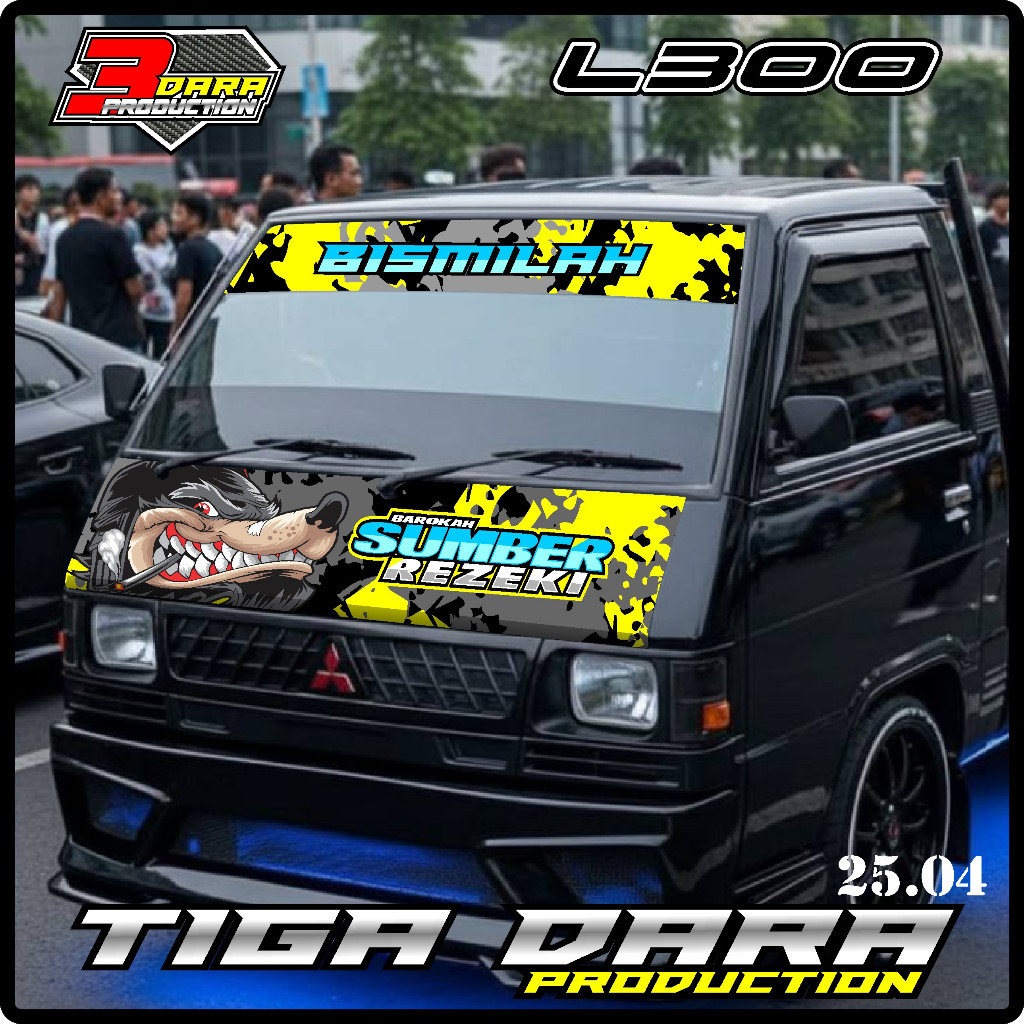 SATU SET STIKER DECAL KABIN DEPAN l300 + STIKER KACA DEPAN MOBIL L300 ,BEBAS REQUEST kode 04