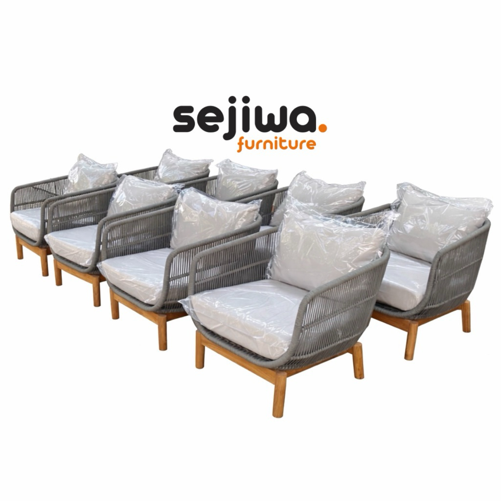 Kursi Cafe Outdoor Anyaman Tali Rope / Kursi Santai Outdoor Anyaman Tali Rope