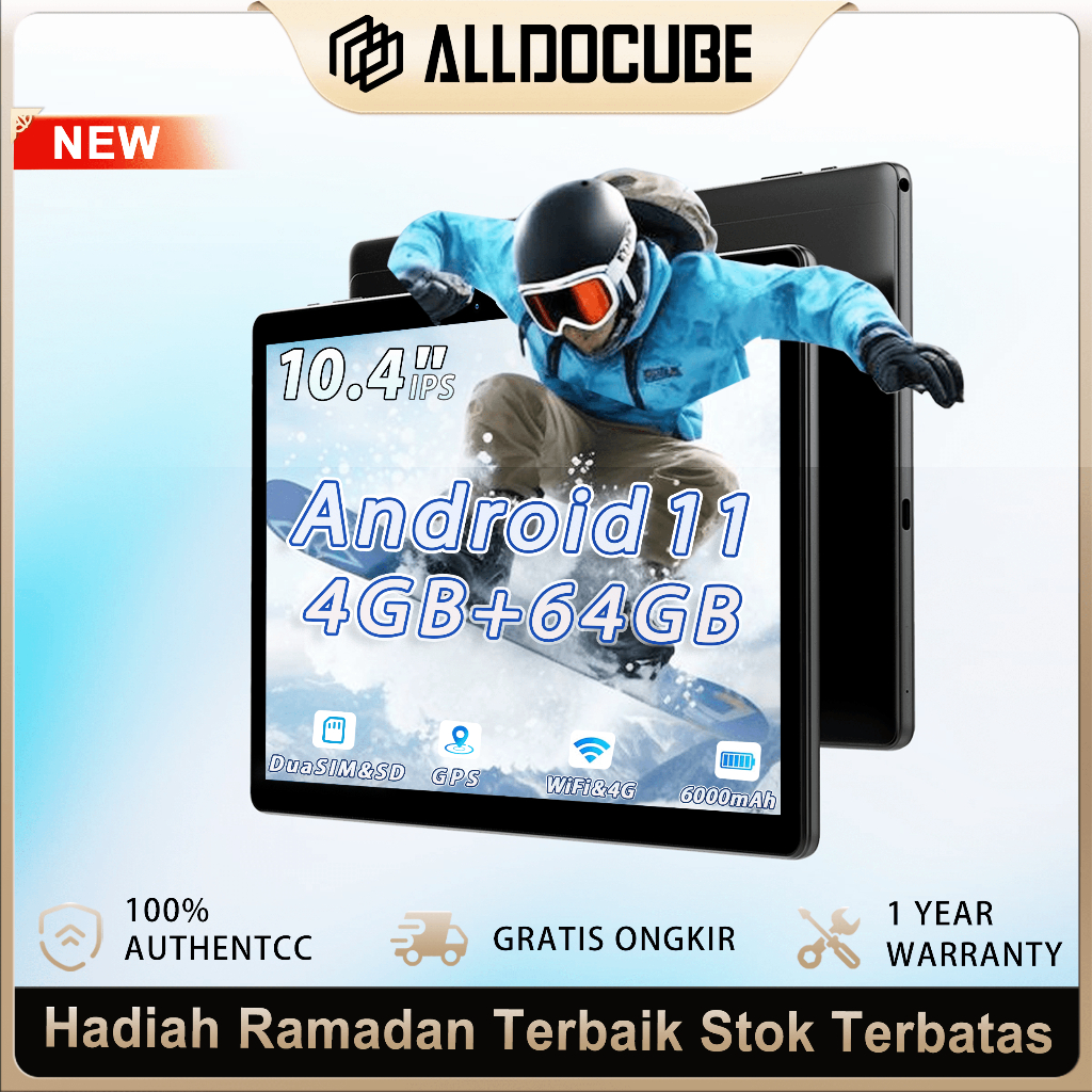 ALLDOCUBE Iplay 20S 4GB+64GB+(SD128)10.1" IPS HD Anti Silau 4G+WIFI Unisoc Octa-Core 6000mAh Baterai