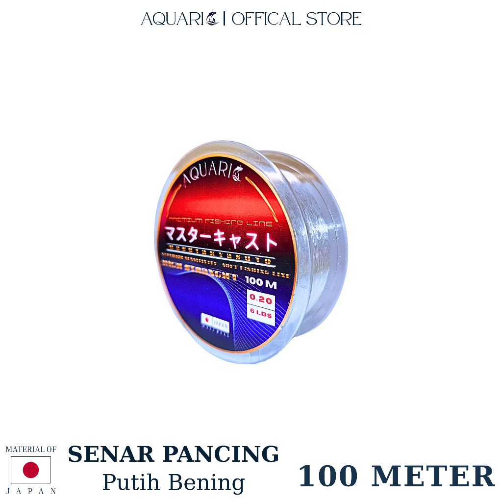 (AQUARIO OFFICIAL) Senar Pancing 100 Meter | Tali Pancing AQUARIO Warna Putih Bening (Nilon) (Olahan