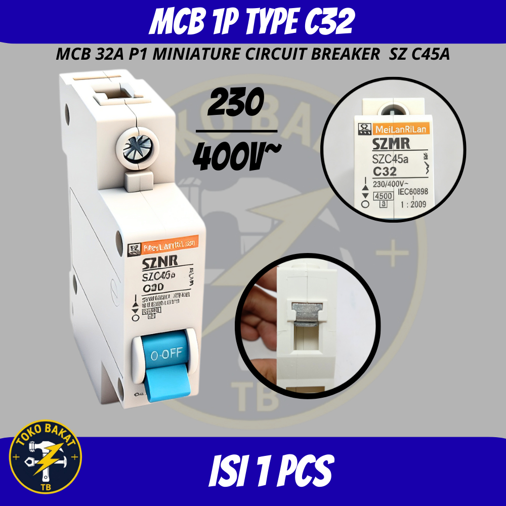 MCB SZMR 32A Pemutus Arus Listrik SZMR 32A Miniature Circuit Breaker MCB SZMR 32A SNI / Pengamana Ar