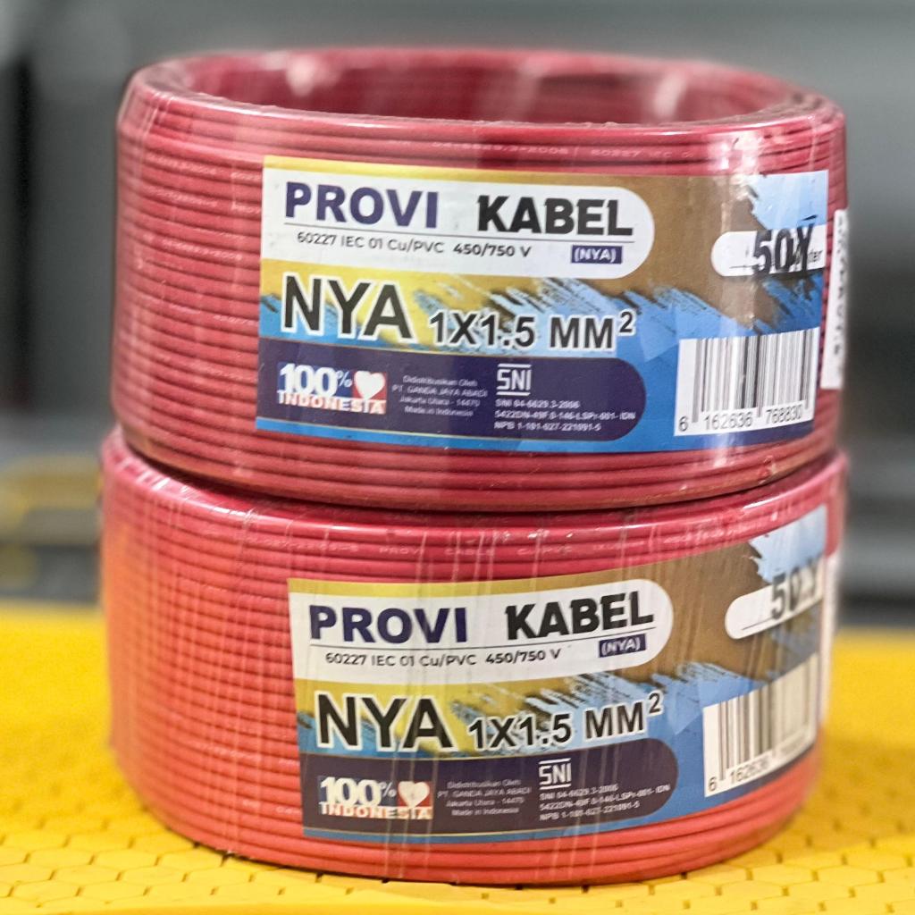 PROVI Kabel Engkel NYA 1.5mm, Kawat Tembaga Tunggal 1.5 mm per Meter