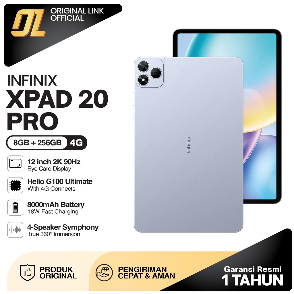 Infinix XPAD 20 Pro 4G LTE 8/256 GB Tablet Android 12 inch Original