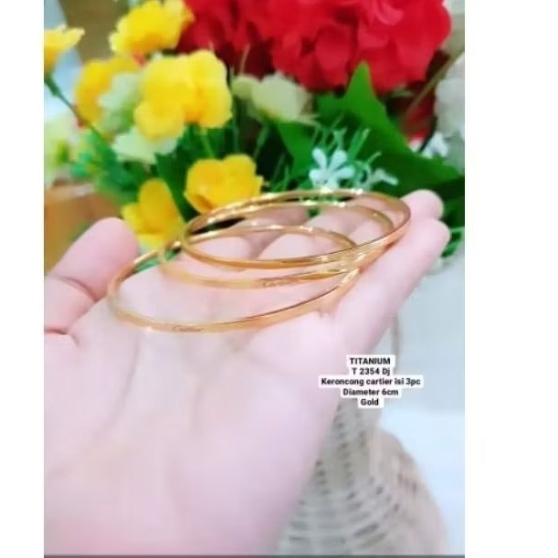 gelang keroncong titanium gold isi 3 biji
