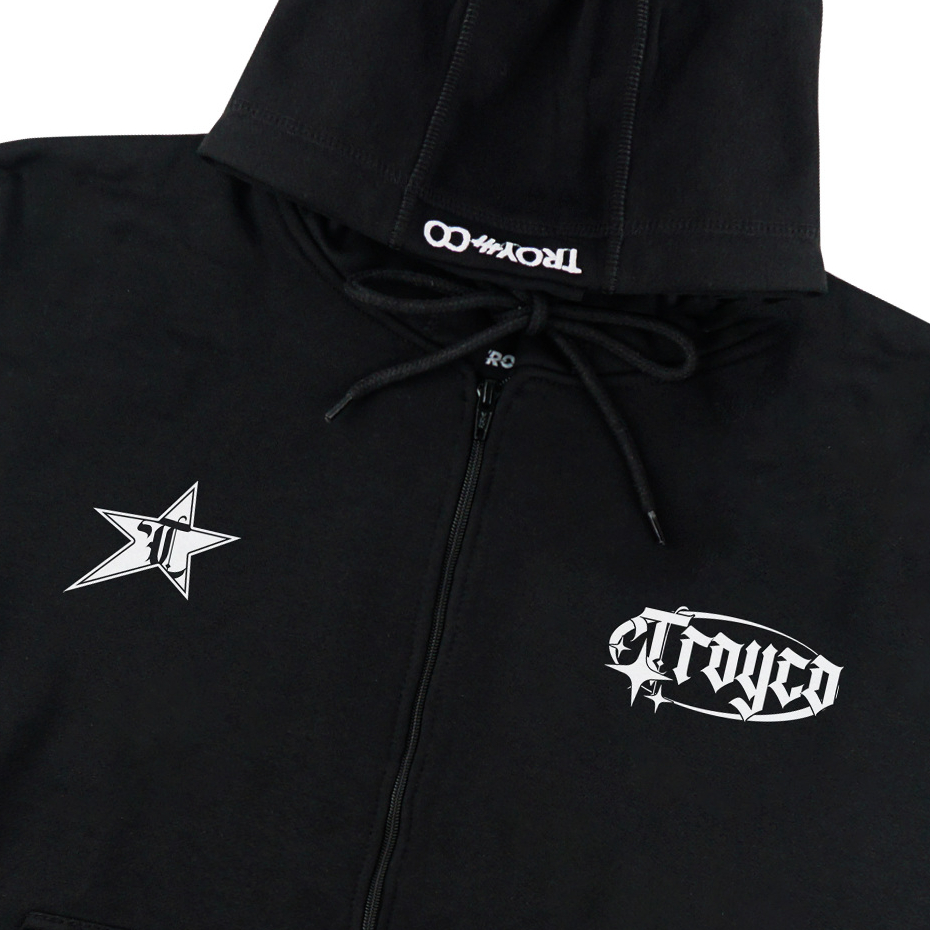 Troy Company Zipper Hoodie Black Fistra - Hoodie Zipper Hoodie Hitam ZHD 3266
