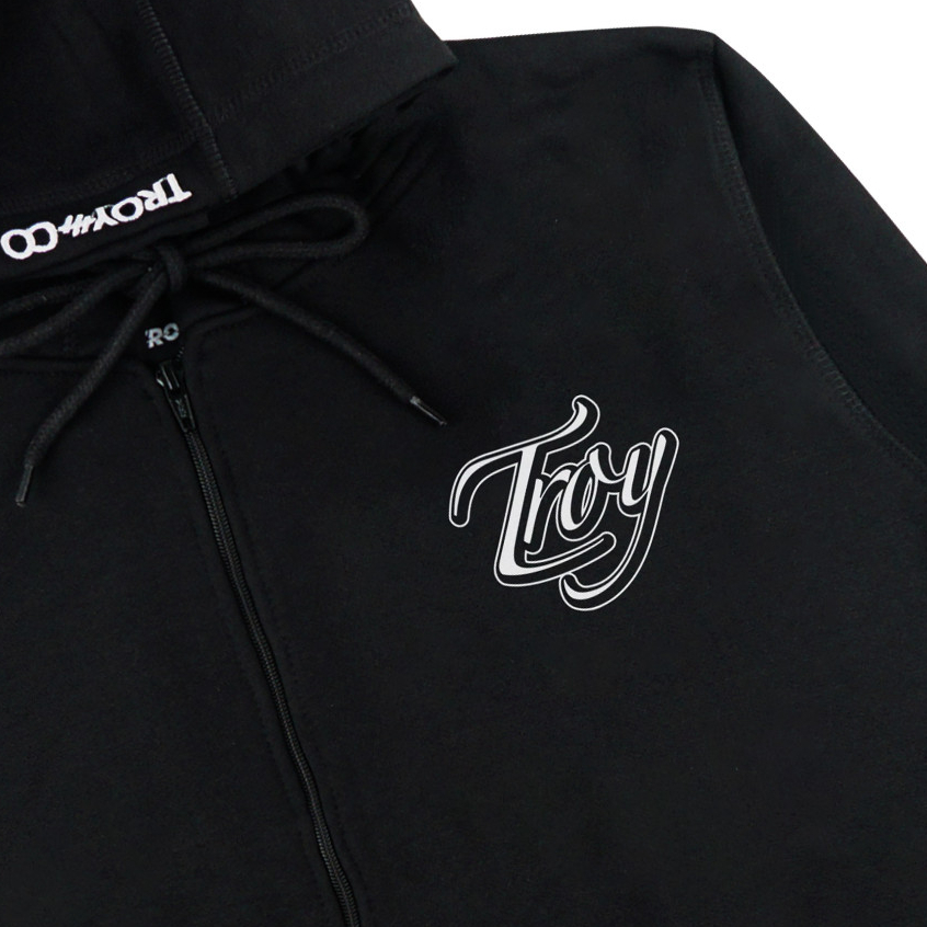 Troy Company Zipper Hoodie Black Zeter - Hoodie Zipper Hoodie Hitam ZHD 3322
