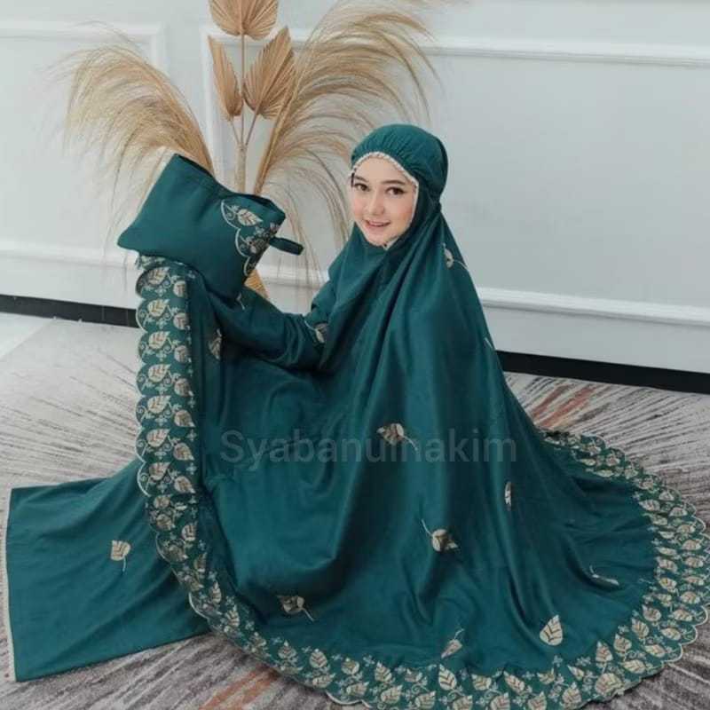 Mukena Khadijah Mewah Motif Daun Super Jumbo Terbaru 2026 Mukena Dewasa Khadijah Terbaru