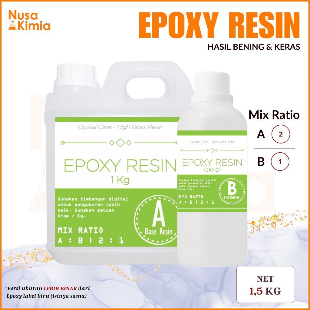 Epoxy Resin Bening 1,5 KG - ART Resin - Hasil Bening dan Keras
