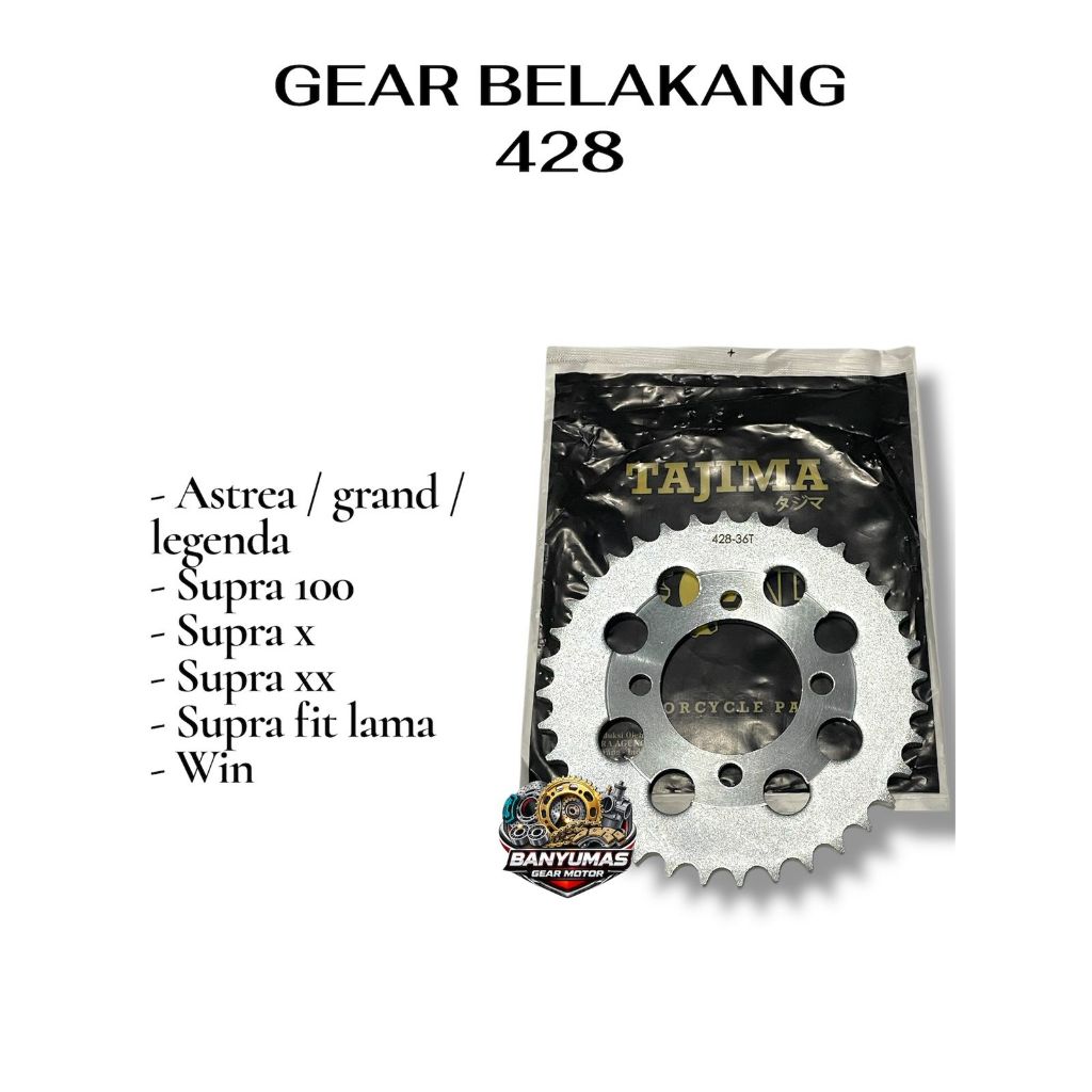 Gear Ger Gir Belakang Grand, Prima Supra x, Supra fit, Win TAJIMA 428 28T, 30T, 31T, 32T, 33T, 34T, 