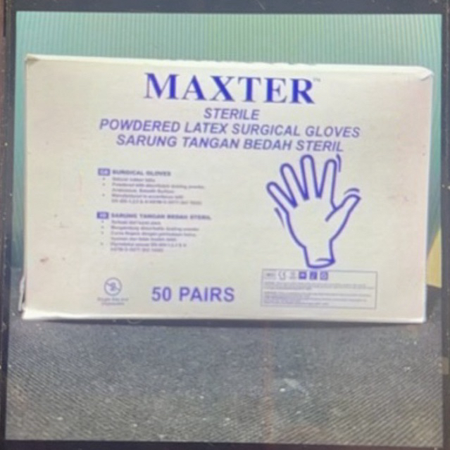 handscoon steril sarung tangan medis maxter size ukuran 7,5 dan 8