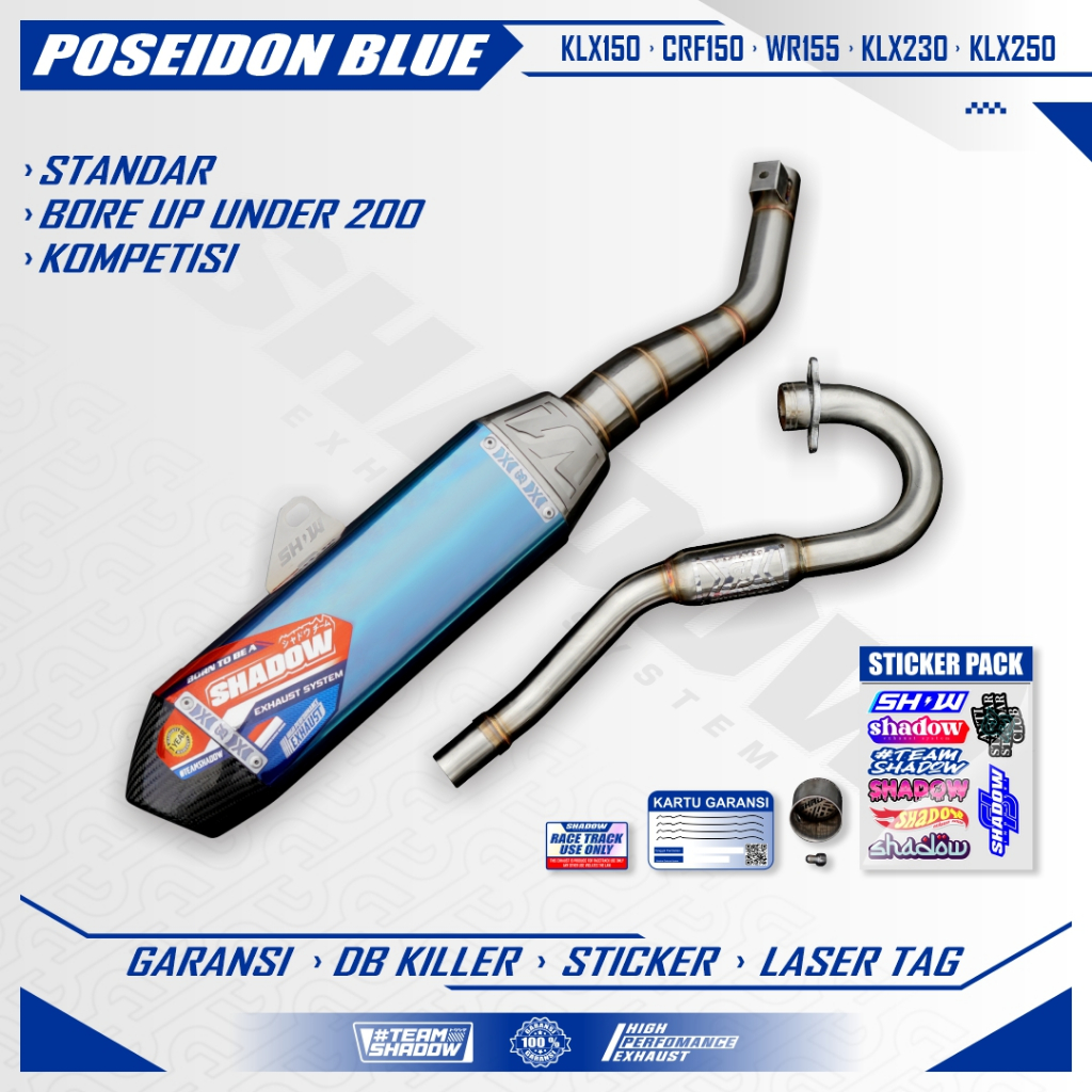 Knalpot CRF150 KLX150 WR155 KLX TIGER KLX 230 KLX250 type POSEIDON Shadow Exhaust System