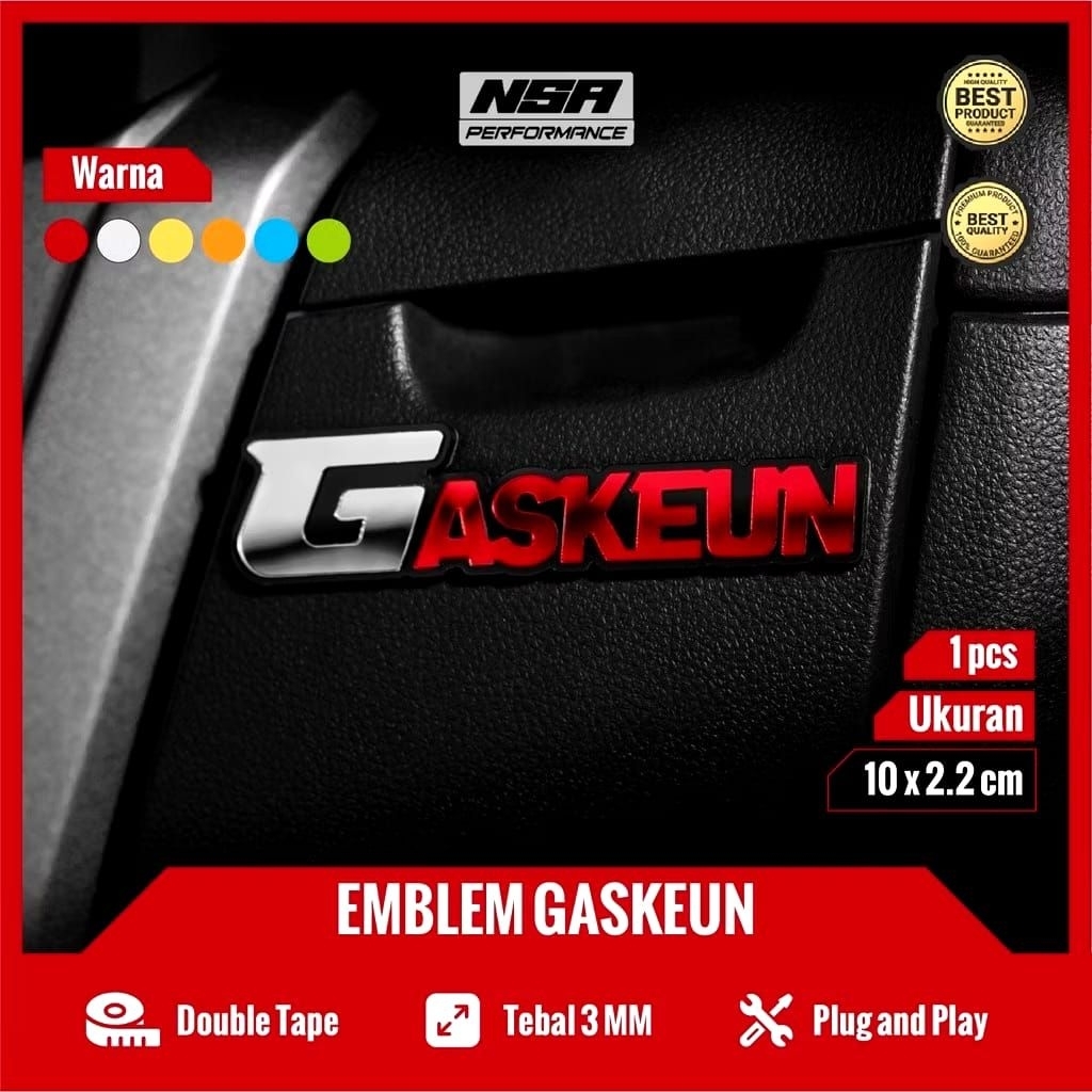 [ NSA ] EMBLEM GASKEUN LOGO GASKEUN BUKAN STICKER ATAU STIKER CUTTING GASKUEN AKSESORIS VARIASI EMBL