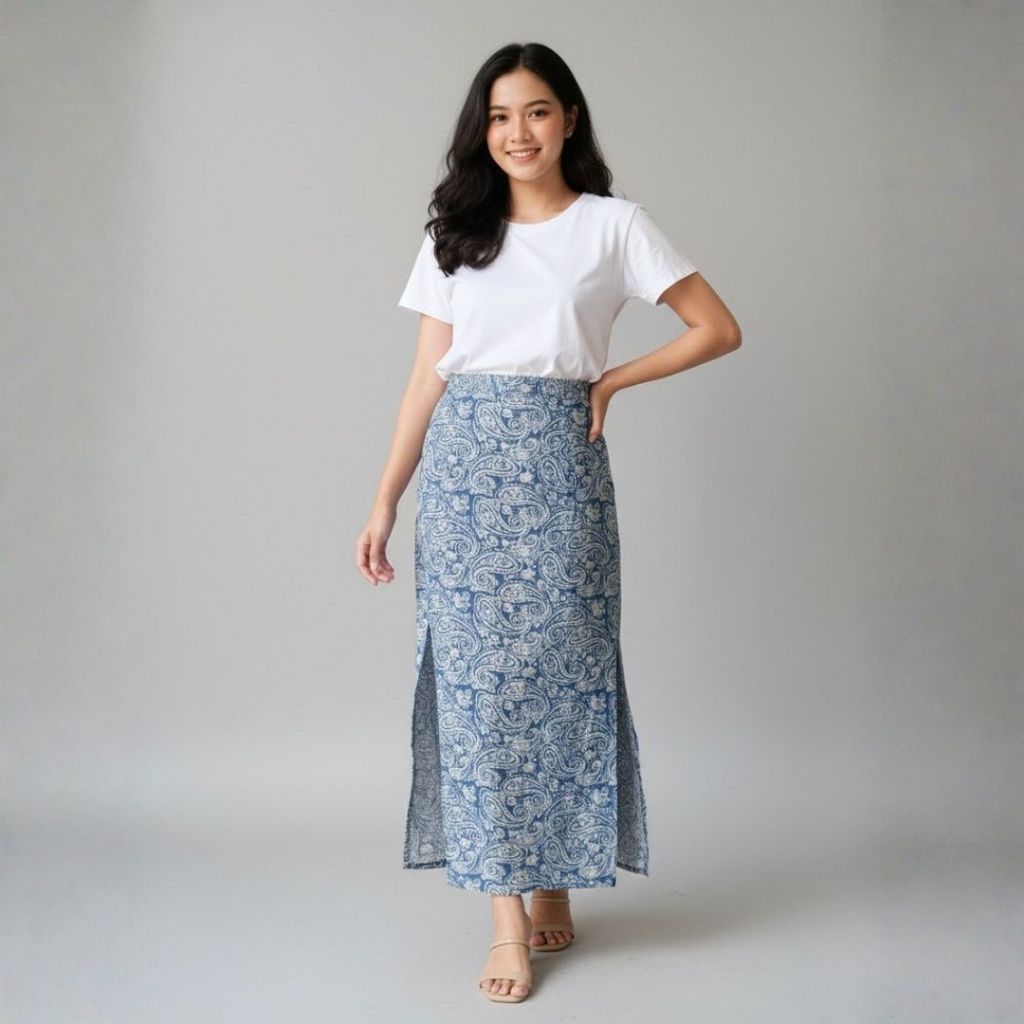 Bawahan Batik Wanita Kondangan Elegant Look  Panjang Wanita Model Belah Samping Kiri Kanan Double Sl