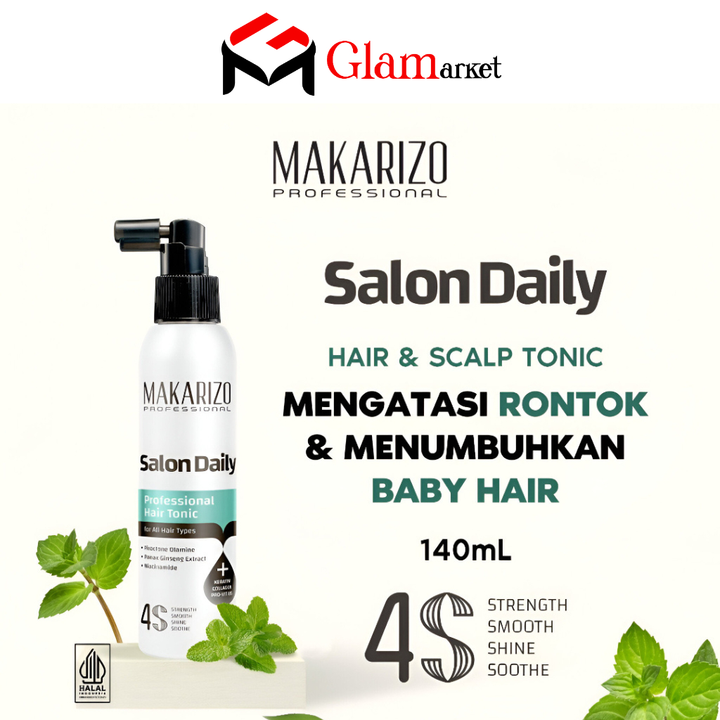 GLAM - MAKARIZO Salon Daily Hair Tonic Spray 140ml -  Perawatan Rambut Rontok - Vitamin Rambut