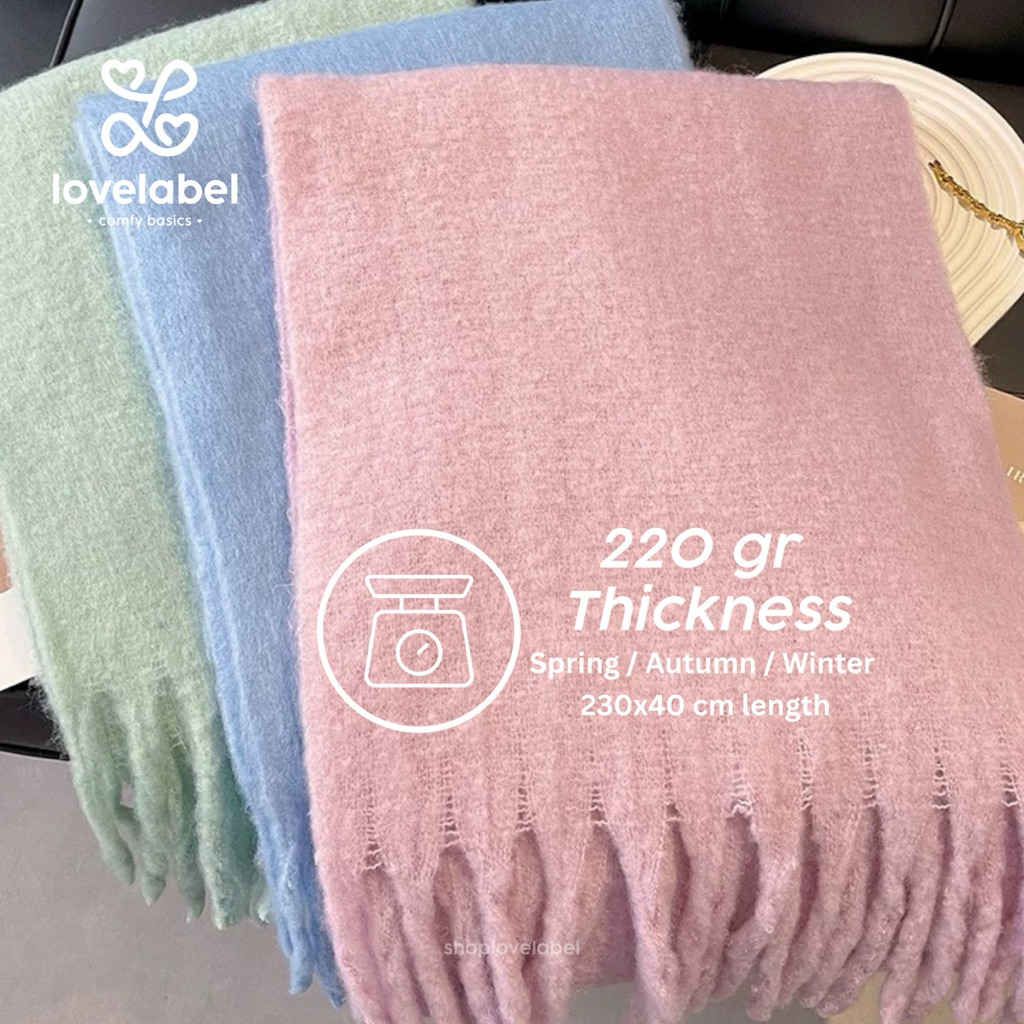 PREMIUM Shoplovelabel Lolly Shawl Scarf - Syal Selendang Wanita Panjang Fuzzy Acrylic Tebal Autumn