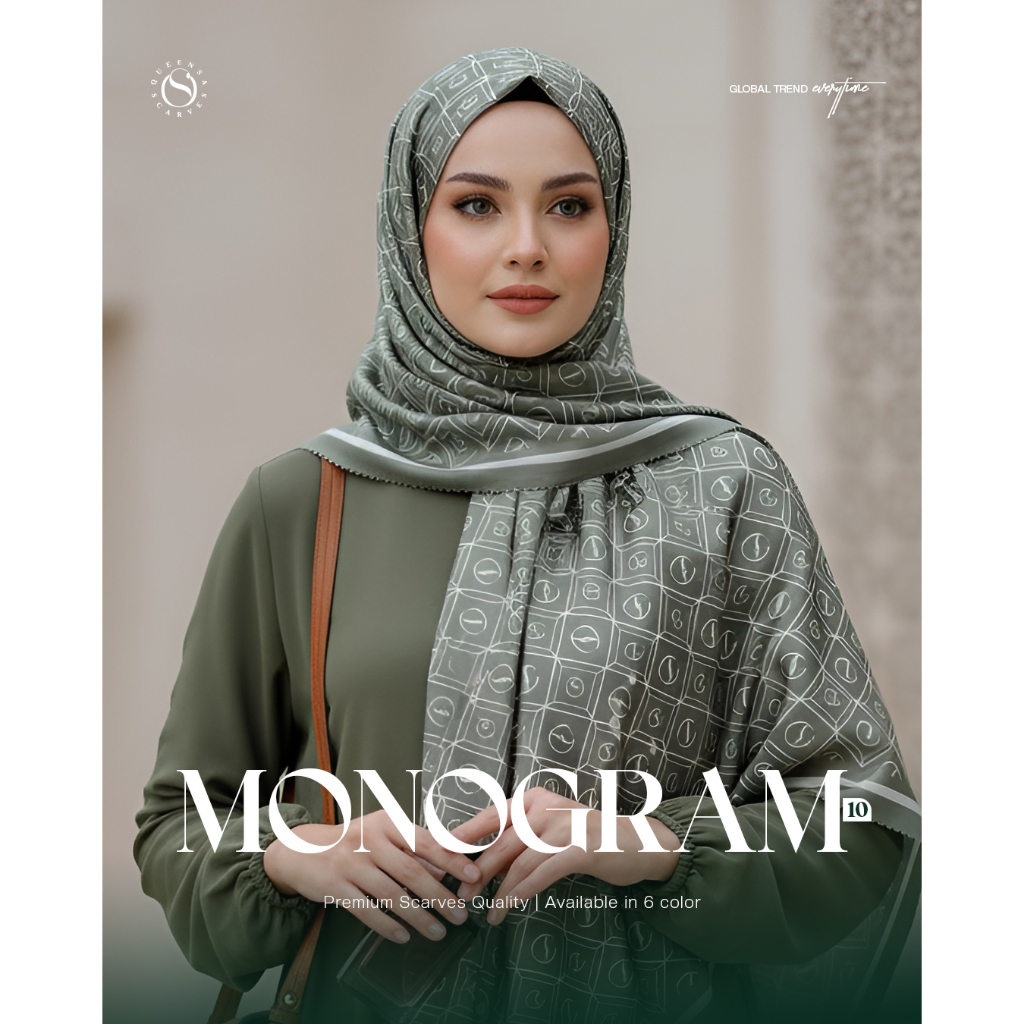 Design Monogram 4 Motif  Premium Scarves | Queensa Scarves Premium Quality