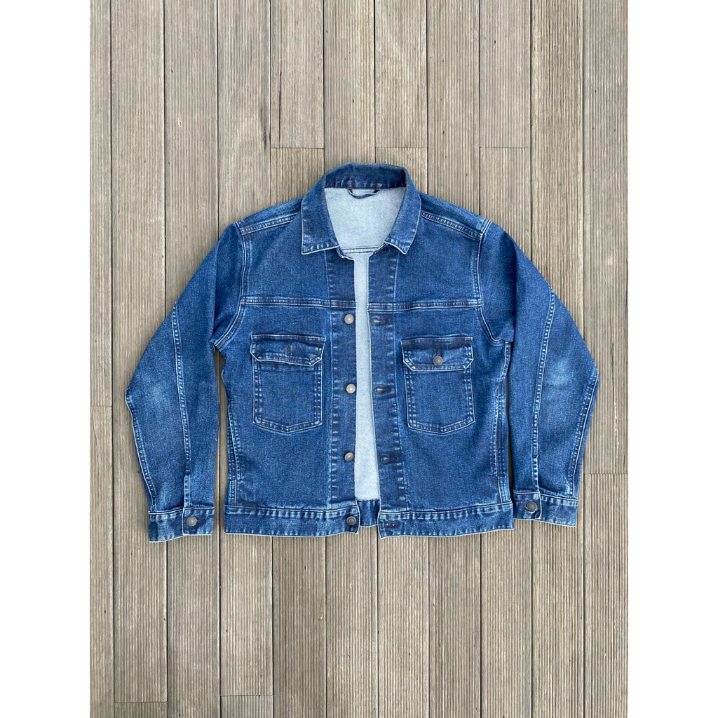 Denim Jacket Pria dan Wanita Uniqlo - Dark Indigo Official Original