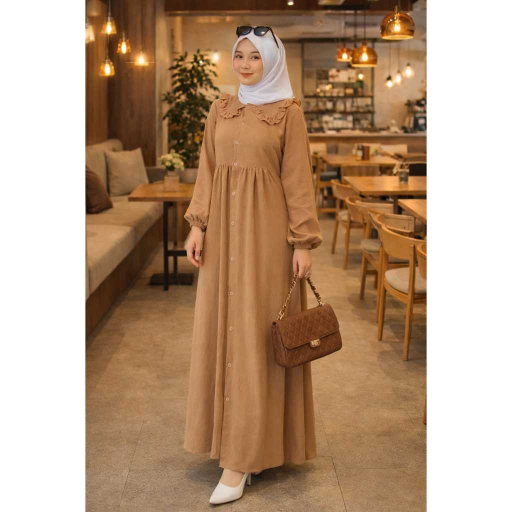 BARU Gamis Khayra Dress ori alfaro collection  putih hitam polos murah remaja muslim black hitam