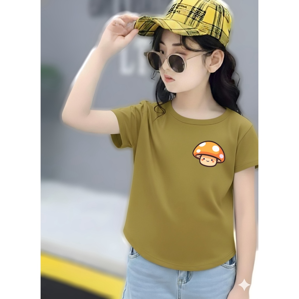 kaos oval oversize anak cewek spandek oval jamur