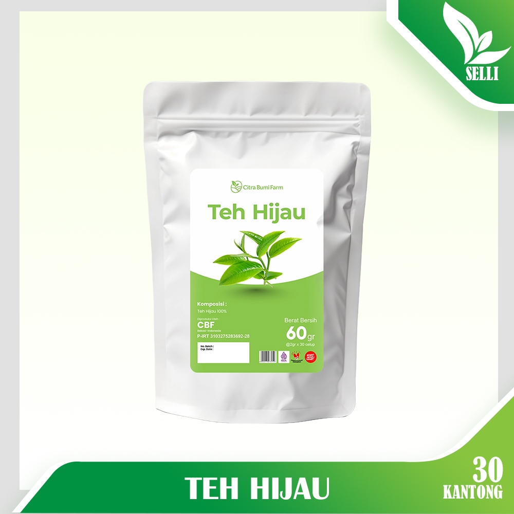 Teh Hijau Asli Citra Bumi Farm Green Tea 100% Detox Diet Pelangsing Alami Isi 30 Celup