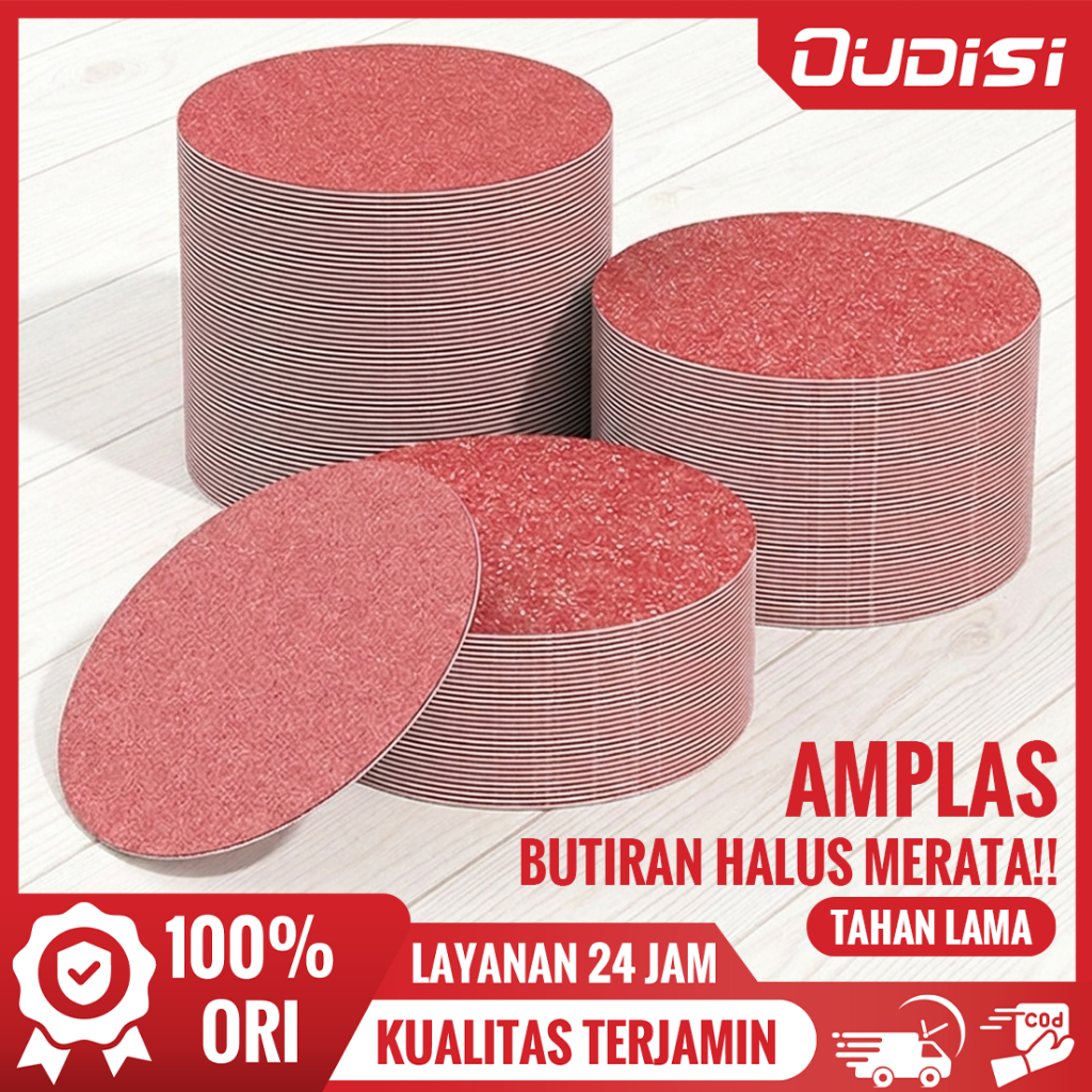 OUDISI Amplas Bulat Velcro 4" Abrasive Sanding Paper 100mm Grit Grid 60 80 120 150 180 240 320 400 6