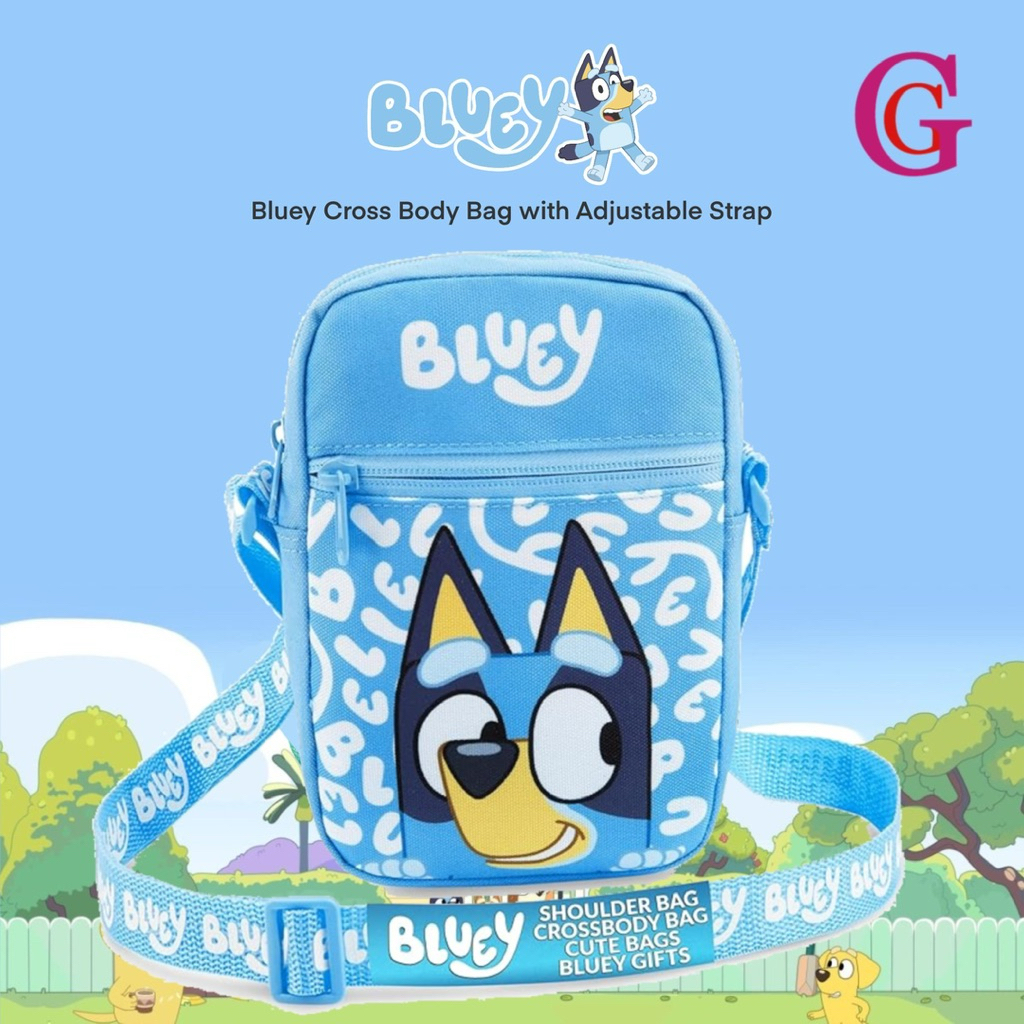 BLUEY CROSS BODY BAG WITH ADJUSTABLE STRAP | TAS BLUEY | TAS SELEMPANG ANAK | TAS SELEMPANG BLUEY