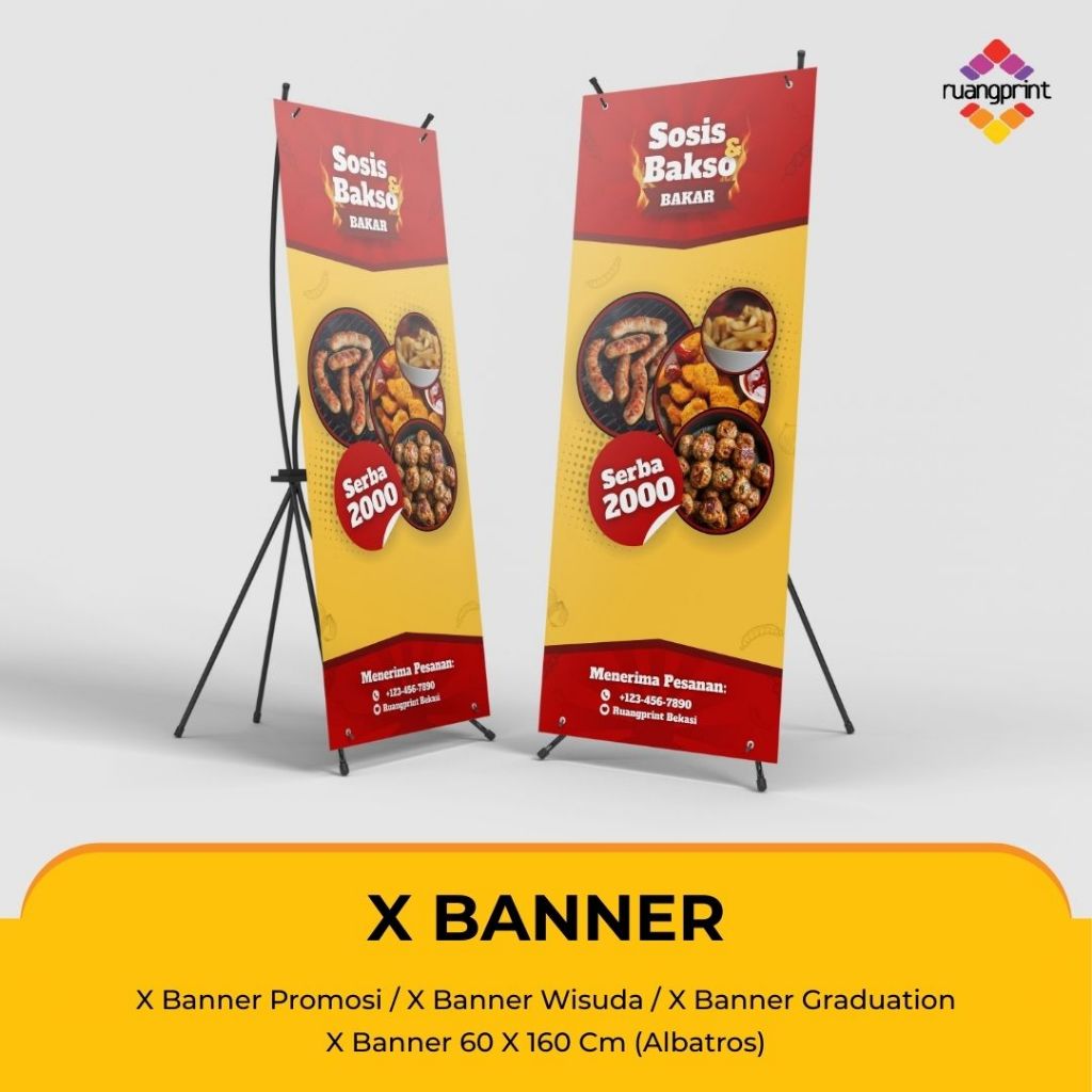 x banner 60 x 160 / x banner bahan albatros / cetak x banner / x banner wisuda / x banner graduation